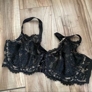 Cacique Unlined Balconette Black Lace Bra